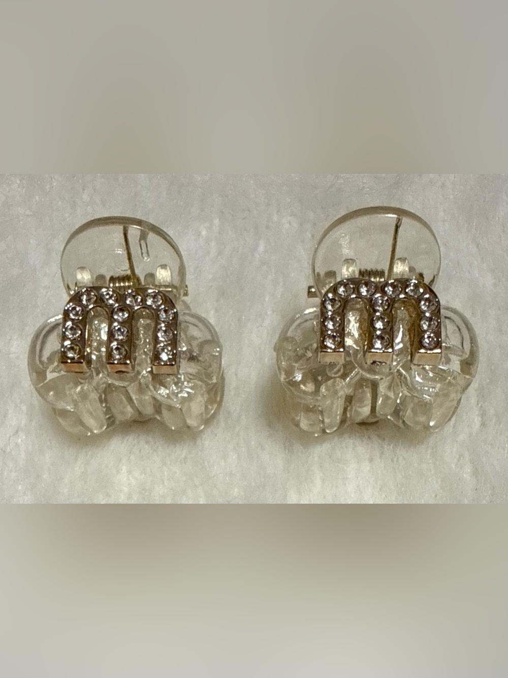 Mini Hair Claw Clips with Rhinestone 'M' Accent - Picture 2 of 4